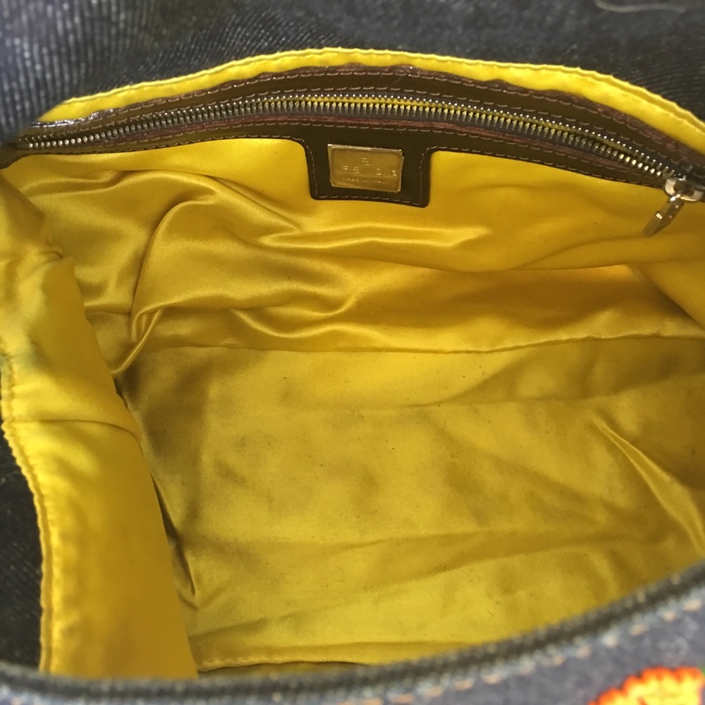 Fendi floral multi color beaded denim bag - Picture 6 of 7